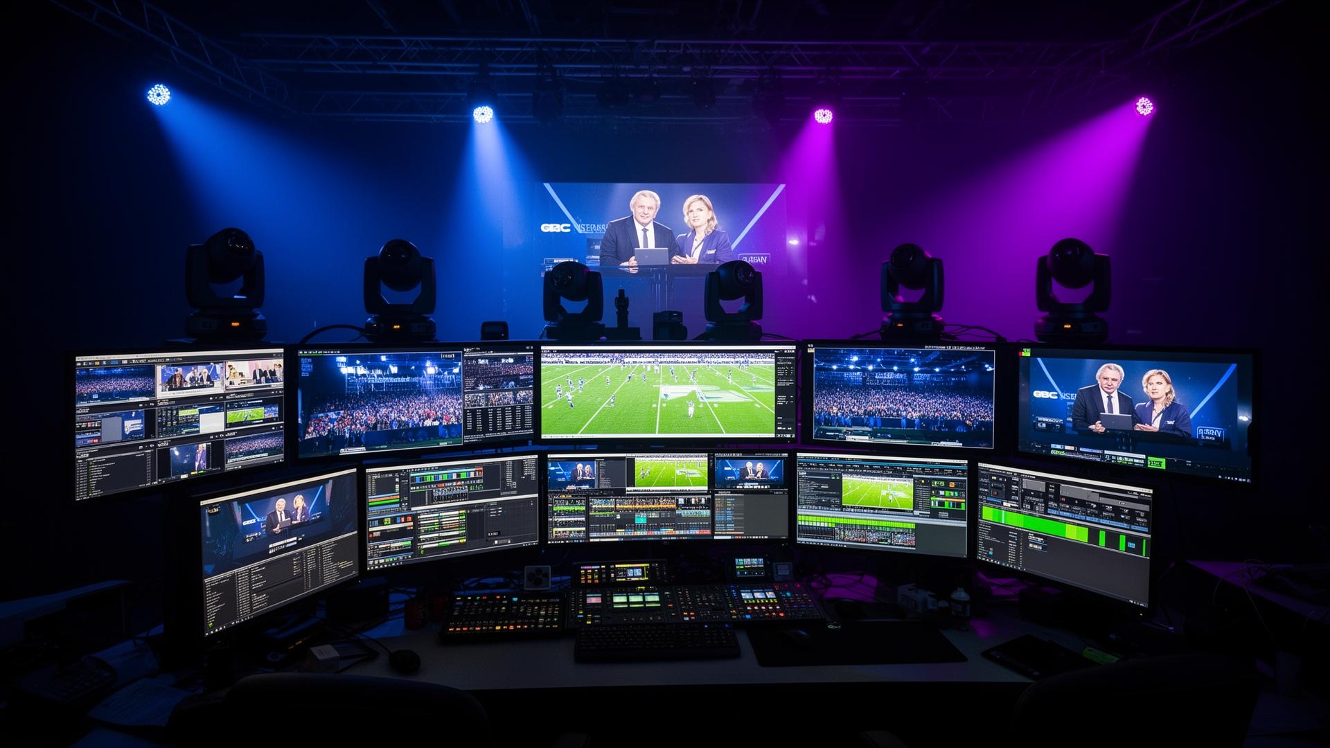 Sala de controle de transmissão profissional 4K da RTR Tecnologia